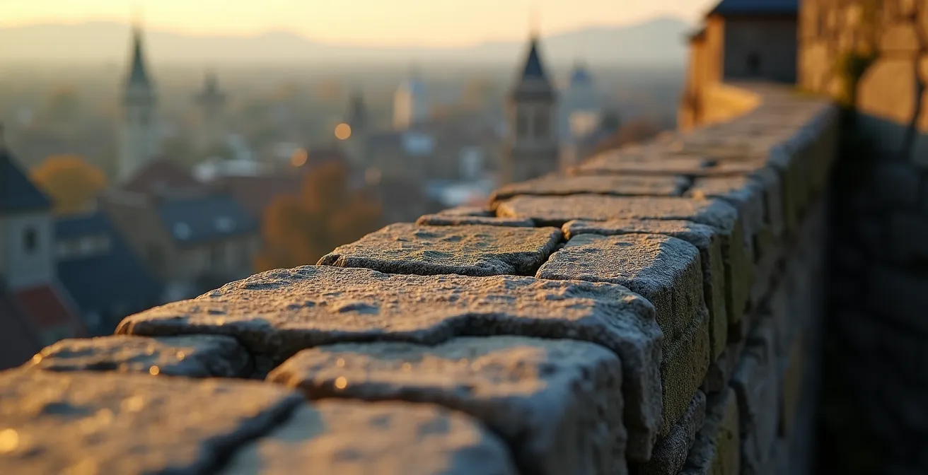 Vue matinale paisible des remparts du Vieux-Québec avec brume légère et rues désertes